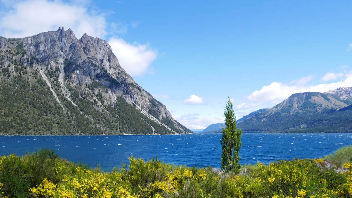 Large Patagonian lake surrounded by Andean mountains near Bariloche, Argentina