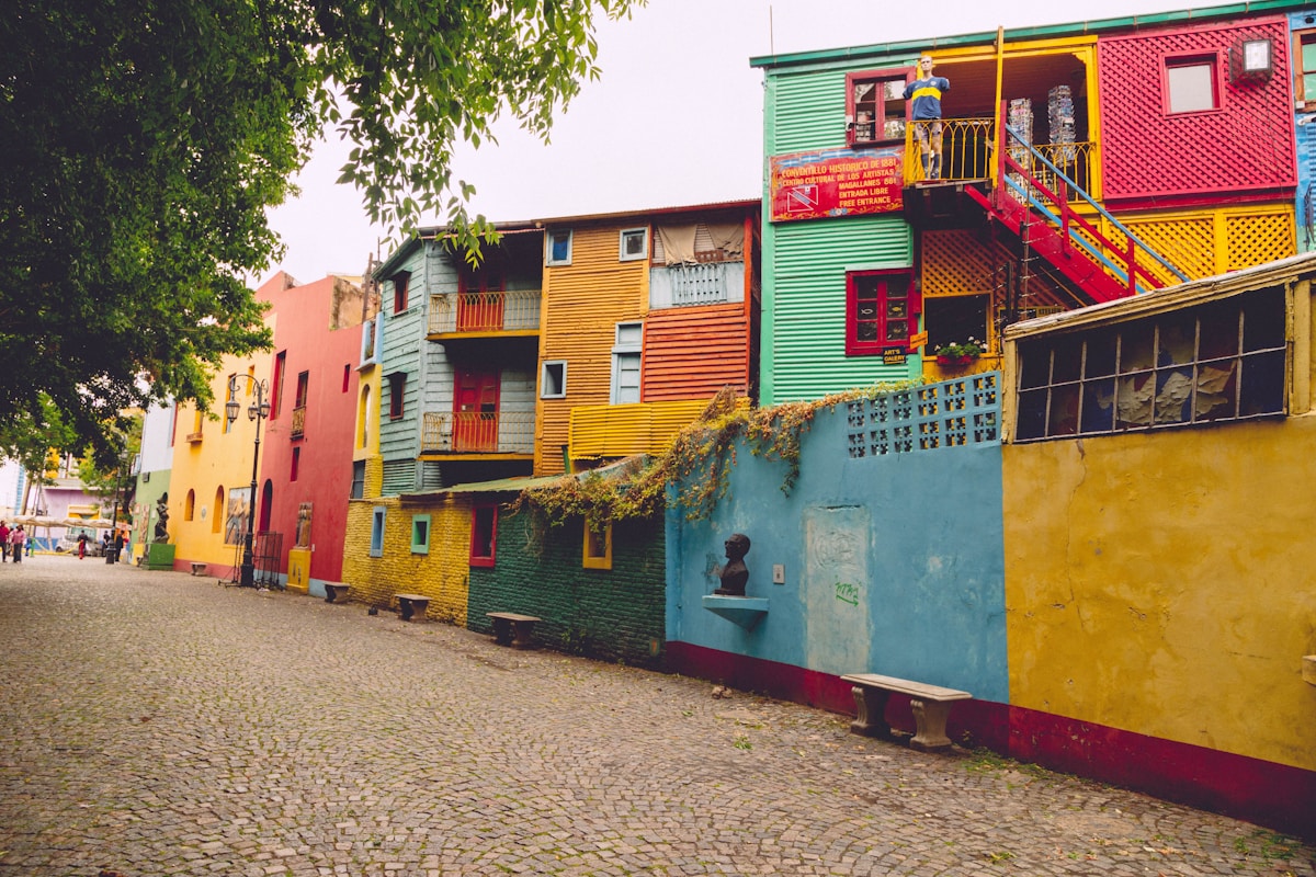 Colourful buildings along Caminito street in La Boca neighbourhood, Buenos Aires
