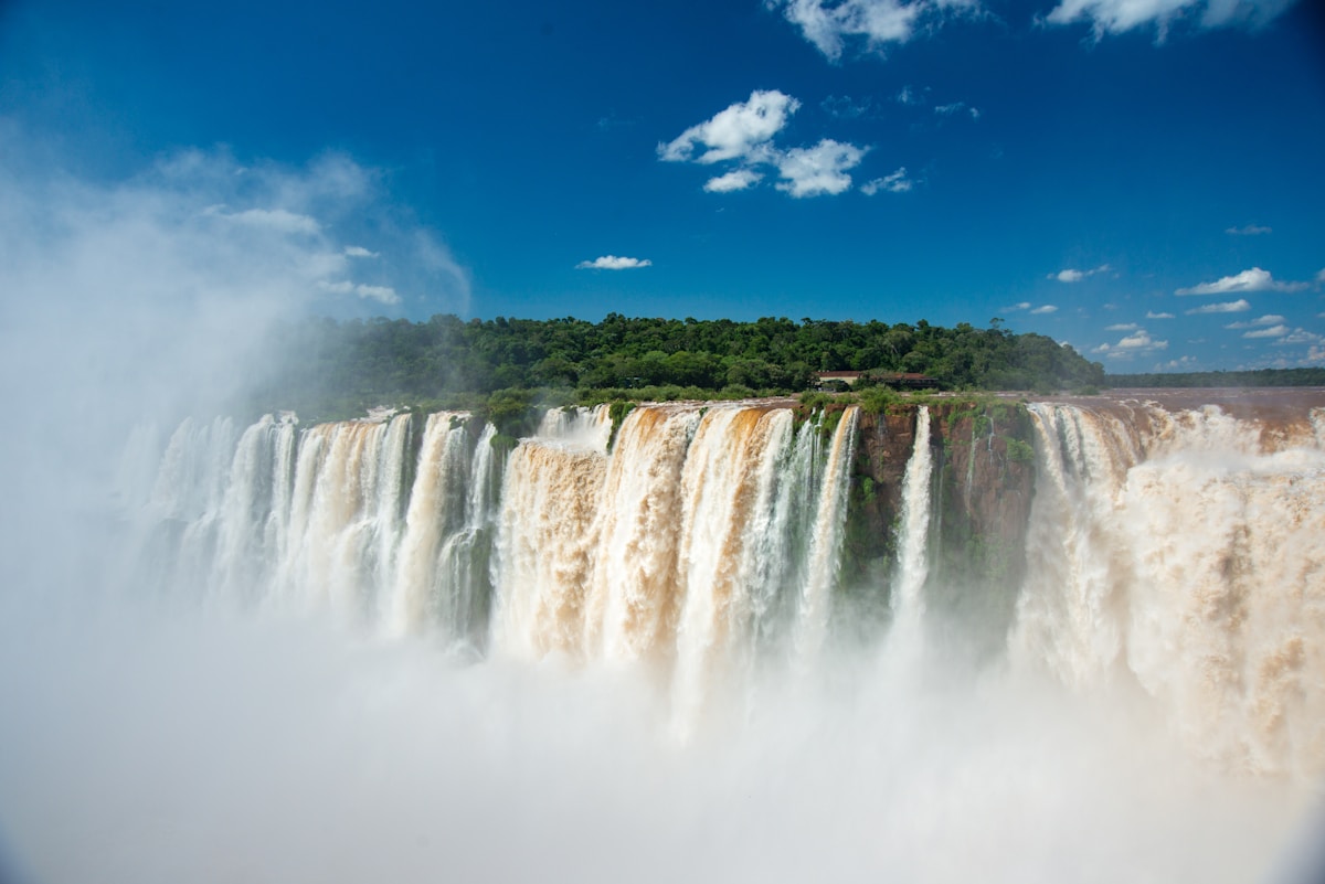 Iguazú Falls Garganta del Diablo waterfall wall seen from close range, Misiones, Argentina