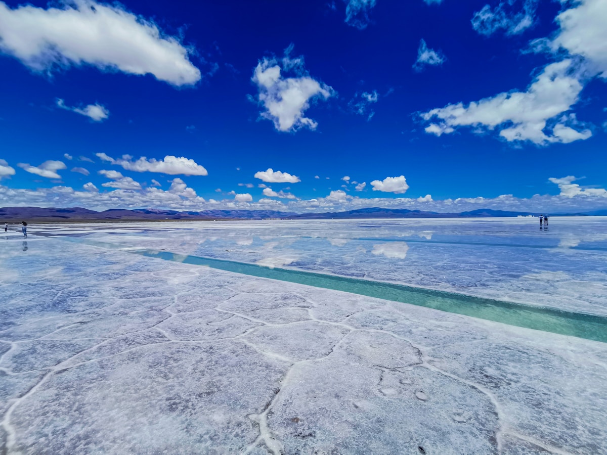 Salt flats of Salinas Grandes under blue sky, Salta Province, Argentina