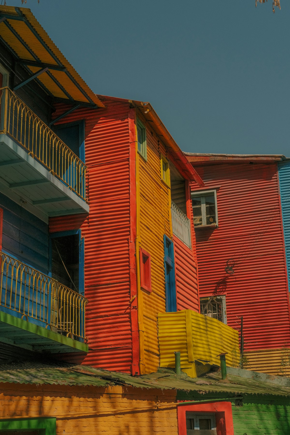 Wooden houses and boats on the calm waterways of the Tigre delta, Argentina