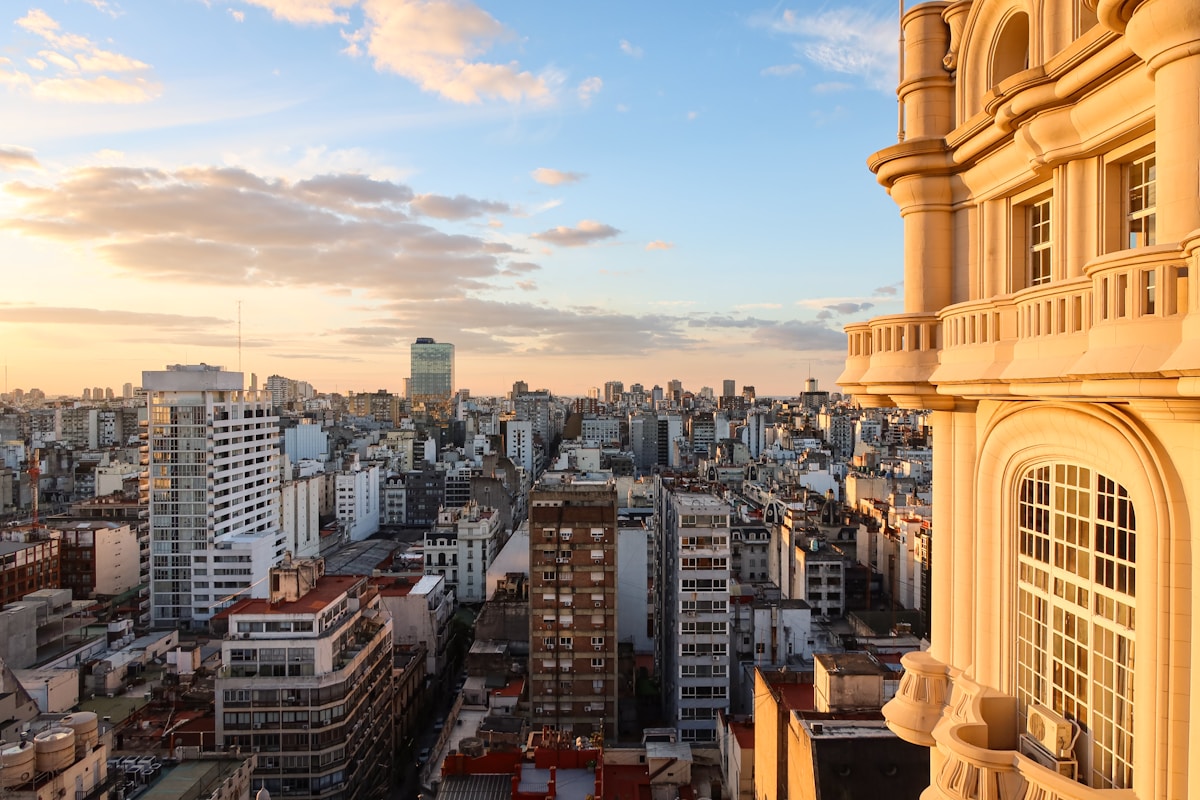 Buenos Aires skyline and Río de la Plata waterfront, Argentina